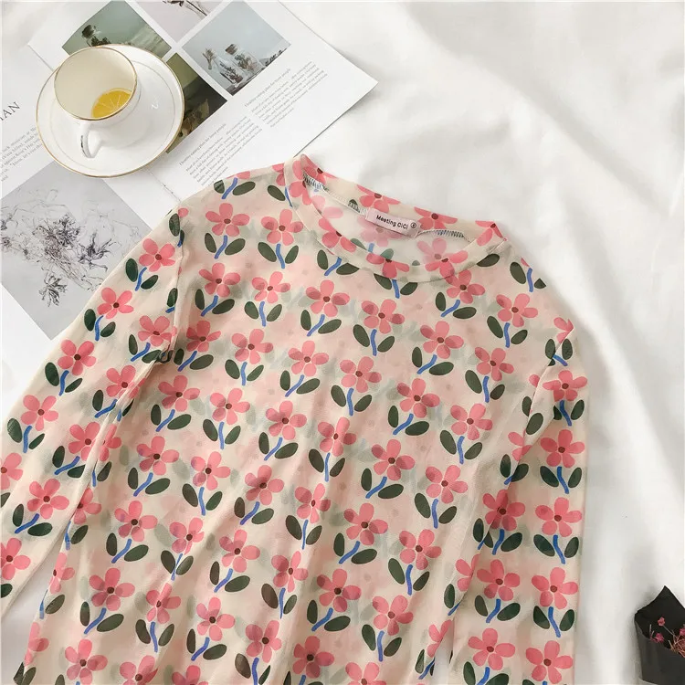 Long Sleeve Kawaii Print Top - 52 - Kawaii Mix