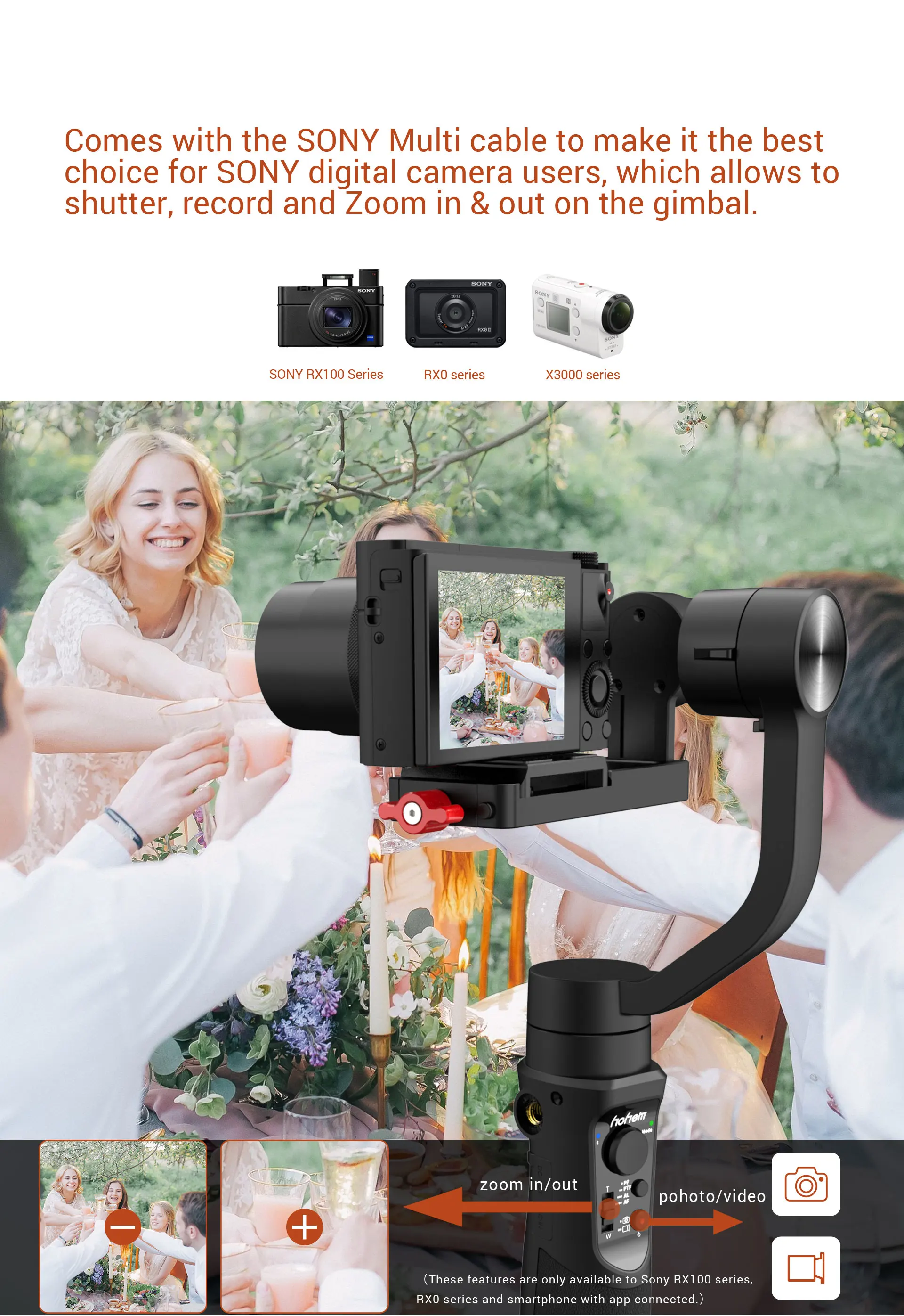 Hohem iSteady Multi Gimbal все-в-одном 3-осевой Ручной Стабилизатор для sony компактный Камера RX100 серии/экшн Камера/смартфон