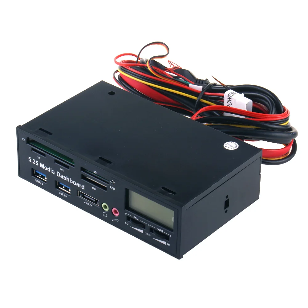 

5.25" USB 3.0 e-SATA All-in-1 PC Media Dashboard Multi-function Front Panel Card Reader I/O Ports