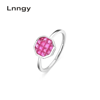 

Lnngy Au750 Precious Ruby Ring 0.57ct Bezel Setting Octagonal Shaped Gemstone Women Wedding Engagement Bridal Ring Jewelry