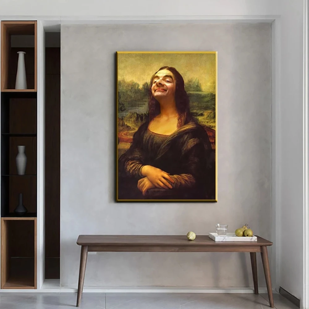 Funny Mona Lisa Mr Bean Portrait Canvas Art – CORX Designs