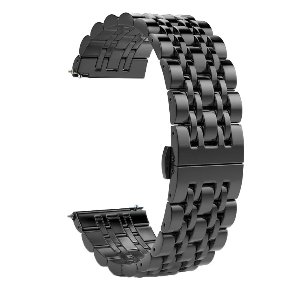 Black 20 мм браслет из нержавеющей стали 7 бусин для samsung gear Sport/Galaxy Watch 42 мм/Active 2 40 мм 44 мм металлический ремешок для женщин и мужчин - Цвет ремешка: Black