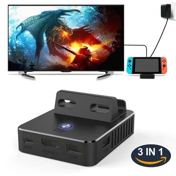 

TV Switcher Type-C to 4K HDMI Adapter With USB2.0 3.0 Ports Multifunction Charging Dock Stand For Nintendo Switch NS Console