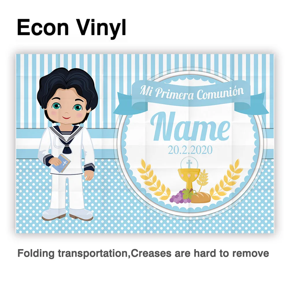 Allenjoy First Holy Communion Backdrop Boy Girl Dots Stripes Party Background Banner Photocall Photography Decoration Vinyl