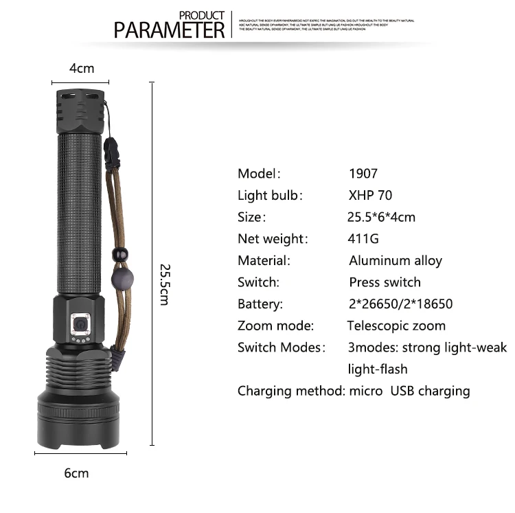 Мощный светодиодный фонарь XHP70.2 светодиодный фонарь с зарядкой от USB XHP50 светодиодный фонарь с приближением и батареей 18650