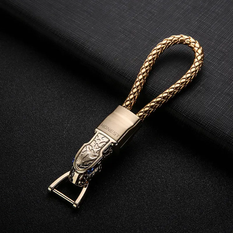 Gold with box Леопардовый брелок для ключей от автомобиля, деловой подарок для Nissan Jeep Wrangler, Toyota, Mitsubishi, Renault, LADA, мужской брелок, аксессуары - Название цвета: Gold with box