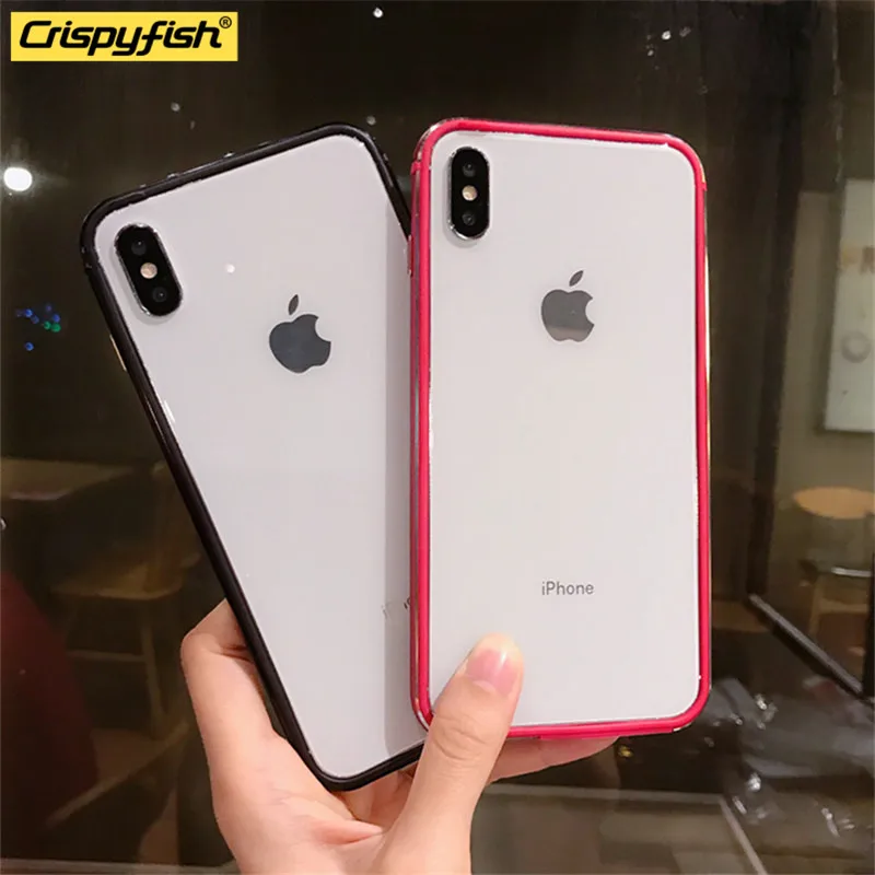 Модный простой ТПУ металл рамка для iPhone 5S 6 6s силиконовый чехол для iPhone 7 8 Plus X Xr Xs Max ударопрочный бампер мягкий чехол