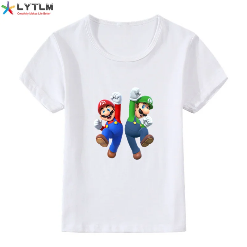 LYTLM футболка с принтом «Super Mario Bros» футболка с рисунком для мальчиков, Осенняя детская одежда camiseta infantil, футболки для мальчиков, детские футболки на день рождения для маленьких мальчиков - Цвет: DX White