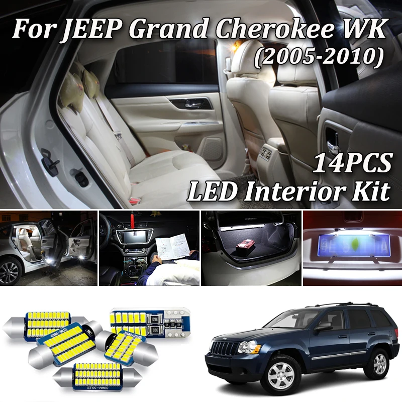 14 шт. белый безотказный Canbus для Jeep Grand Cherokee WK светодиодный внутренний купольный