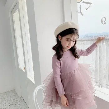 

Fluffy Princess Dress 2020 Spring New Style Organza Long Sleeve Layers Dress for Girl Baby Clothes 2-7Y LX005