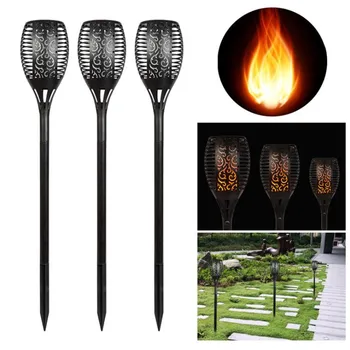 

4pcs Solar Lights Upgraded Waterproof Flickering Flames Torches Lights Outdoor Solar Spotlights Landscape Decoration Lighting