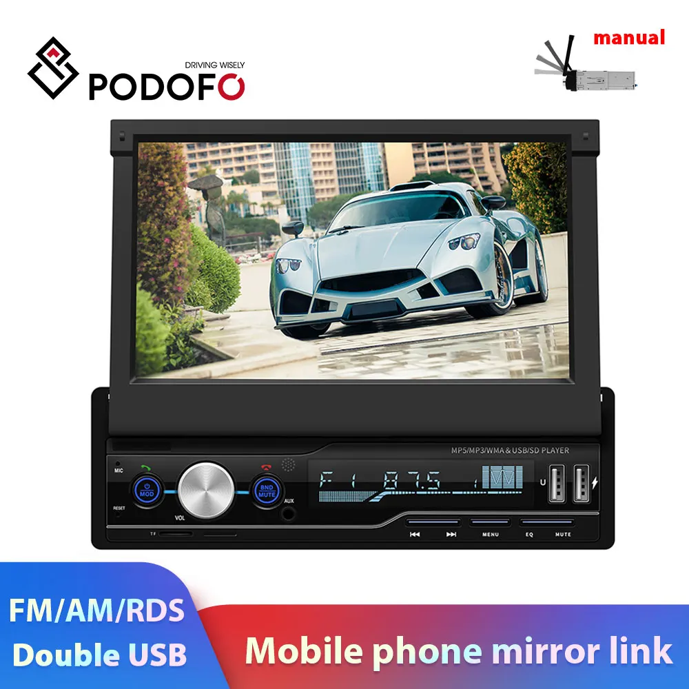 

Podofo one din car radio 7"HD Touch Screen Car Multimedia Player AM RDS Android ISO mirrorlink For Universal manual autoradio