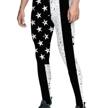 Тема Дня независимости черный и белый американский флаг брюки мужские влагоотводящие скрытый карман День благодарения с высокой талией S