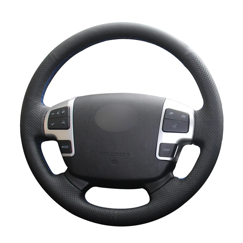 Hand stitched Black PU Artificial Leather Steering Wheel Cover for Toyota Land Cruiser 200
