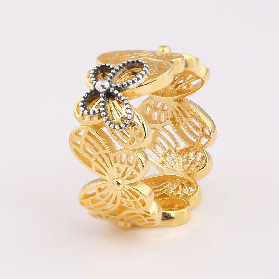 Authentic 925 Sterling Silver Shine Openwork Butterflies Ring For Women Wedding Party Gift fit Lady Fine Jewelry