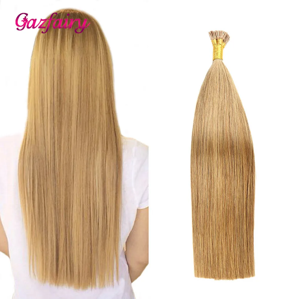 

Gazfairy I Tip Human Hair Pre Bonded Keratin Hair Extension 16''-24'' 50-100g Natural Color Silky Straight Real Remy Fusion Hair