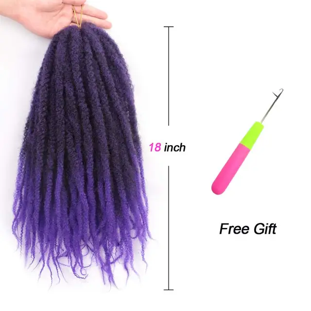 Black Star Hair Marley Hair for Twists Afro Kinky Twist Crochet Hair 18 Inch Ombre Synthetic Kanekalon Braiding Hair Extensions T1B/Purple