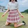 Summer Woman Mini Skirts Harajuku Korean Style Fashion Cute Kawaii Skirts For Girls High Waist Plaid Pleated Skirt Women 3