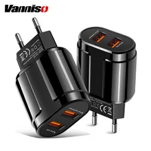 Vanniso зарядное устройство с двумя usb-портами, настенное зарядное устройство для мобильного телефона для iPhone X MAX 8, адаптер для зарядки для samsung Xiaomi mi9, США, ЕС, Великобритании