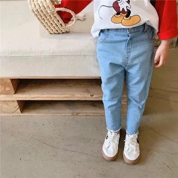 

Spring New Arrival Korean style cotton pure color fashion casual all-match slim long jeans pants for cool cute girls and boys