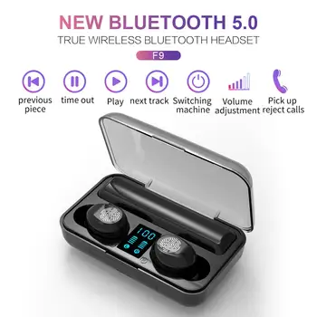 

F9 Bluetooth Earphones PK I10 I12 Q32 Wireless Headset Fingerprint Touch Stereo Wireless Earbuds Noise Reduction With Microphone