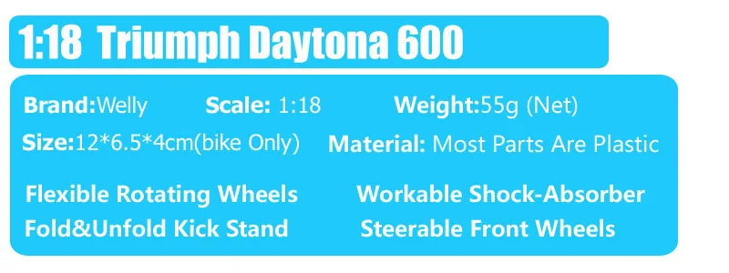 1:18 Масштаб Мини Welly Triumph Daytona 600 мото rcycle Diecasts& Toy Vehicles велосипед мото модель цикл игрушка миниатюрная для коллекции