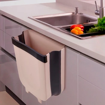 

Cabinet Wall-mounted Trash Can Foldable Waste Bin Kitchen Hanging Trashcan Storage Bucket Bathroom Toilet Garbage Cans Dustbin