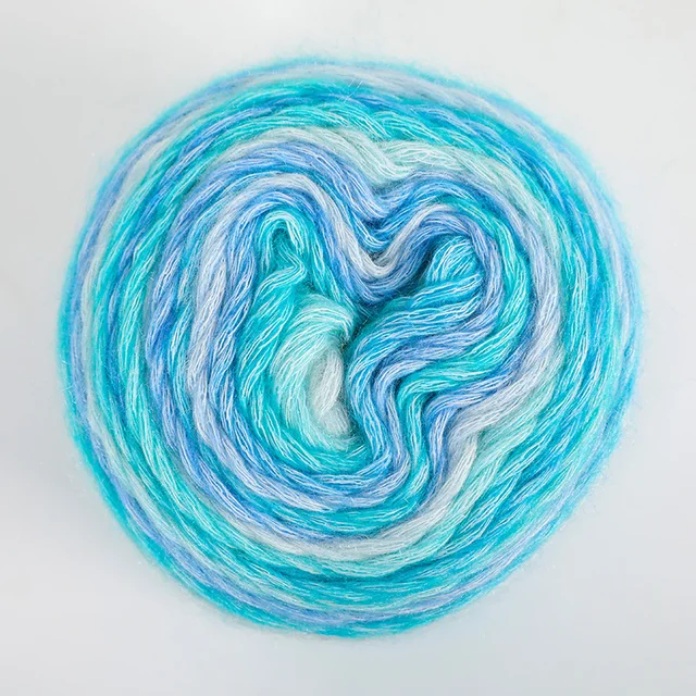 1pc Gradient Cake Line Rainbow Autumn Winter Sweater Scarf Hat Hand Knitting DIY Hook Bar Needle Medium Fine Wool Yarn 100g/Ball 1172