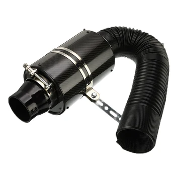 

3 inch 76mm Car Carbon Fiber Induction Air Intake Filter Kit Ram Filter Box Cold Air Intake Bellows System Part with Intake Hose