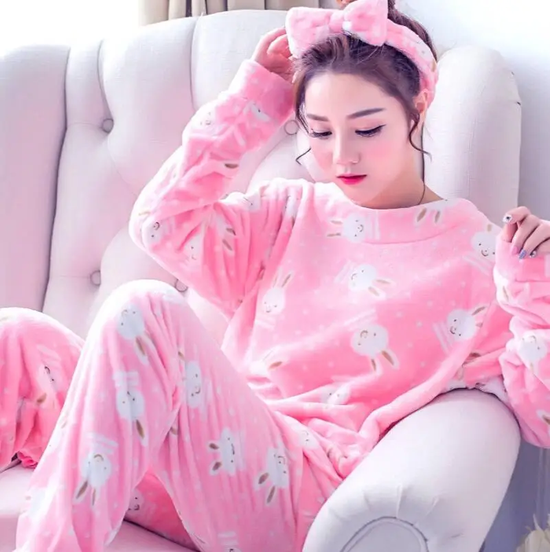 Зимняя женская Фланелевая пижама с героями мультфильмов, пижама для сна, домашняя одежда с длинными рукавами, 14 стилей, Размеры M~ 2XL на выбор - Цвет: 7