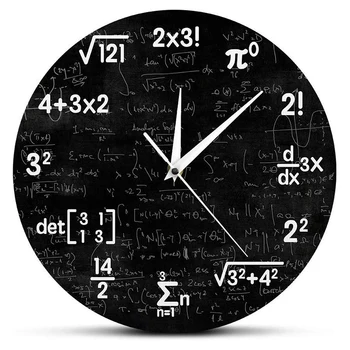 

Math Equations and Notations Mathematics Chalkboard Geek Wall Clock Educational Gifts for Kids Teachers School Classroom Decor