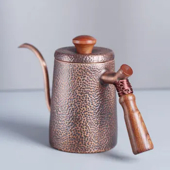 Pure Red Copper Coffee Tea Pot Cup Spoon Set Drinkware Long Gooseneck Spout Kettle Hand Drip Kettle turkish Coffee Maker Set