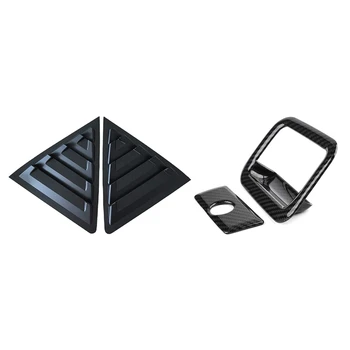 

2Pcs Rear Quarter Panel Window Side Louvers Vent Trim & 1 Pcs Storage Box Handle Frame Cover Trim Carbon Fiber Texture