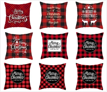 

Lulang Christmas Red Plaid Pillowcase, Sofa Cushion Cover, Office Car Waist Pillow, Bedside Backrest 16x16/18x18/20x20/24x24inch