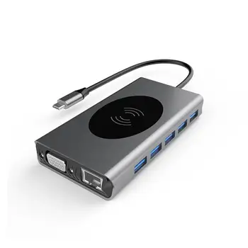 

Docking Station Type-c Hub Type-c To Hdmi Vga Pd Fast Charge With Wireless Charging Hub