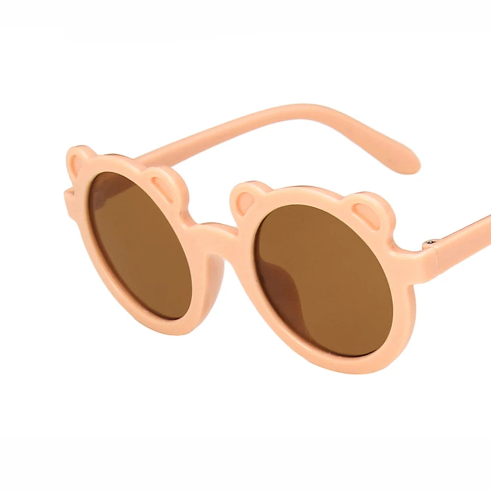 1pc 2022 New Kids Cute Cartoon Bear Shape Round Sunglasses Boy Girls Children Vintage Uv400 Colors Rimless Polarized Sun Glasses blue blocker glasses Blue Light Blocking Glasses