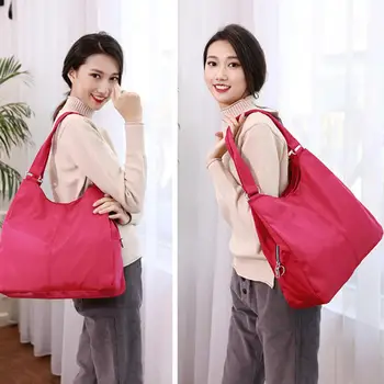 

Hot Women Handbag Casual Large Shoulder Bag Nylon Tote Famous Brand Purple Handbags Mummy Shopping Bags Waterproof bolsas Black