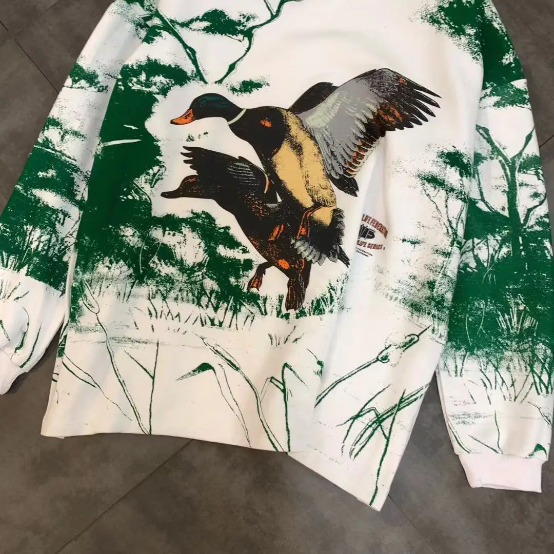 new autumn round neck long-sleeved forest duck pattern loose trend sweatershirt women