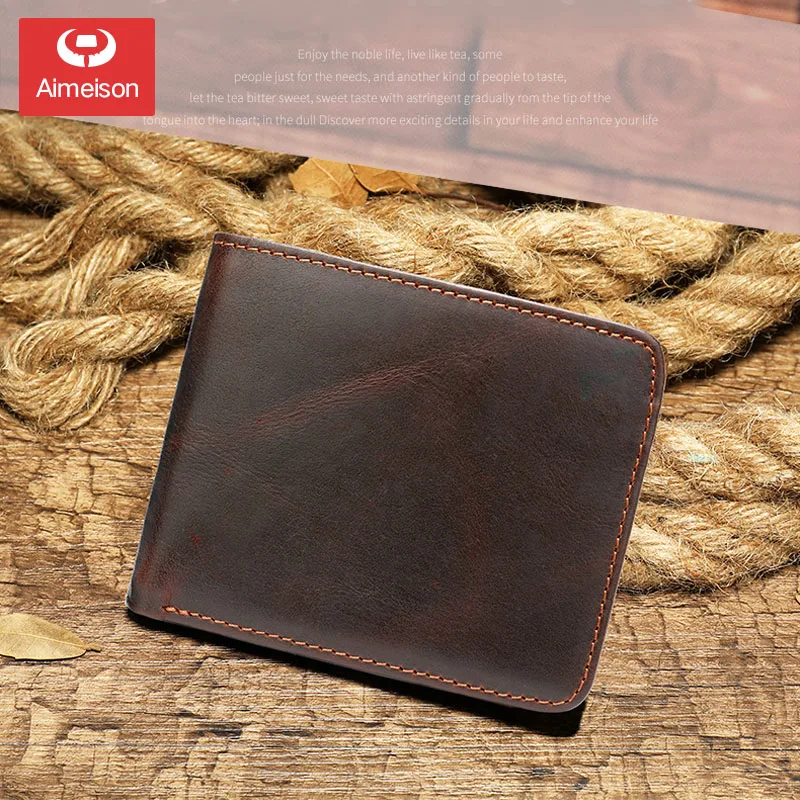 

Cow Leather Men Short Wallet Casual Genuine Leather Male Wallet Purse Standard Card Holders Wallets For Men Coin Bag ASBD012