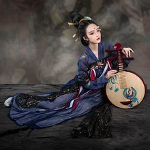 Женский костюм ханьфу для китайского народного танца, традиционная сценическая одежда для певцов, праздничный наряд, одежда для восточных выступлений