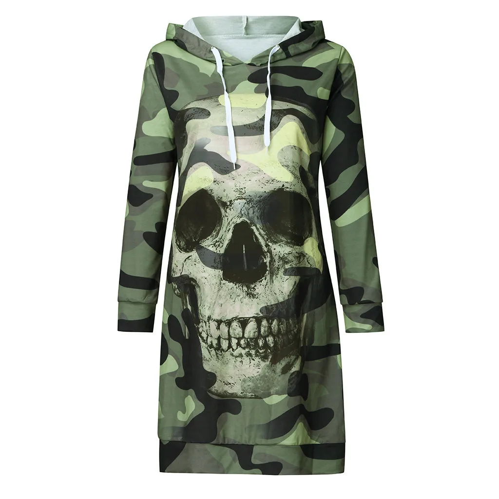 Camouflage Skull Long Sleeve Hoodie 6