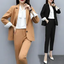 *#Best Price High quality ladies professional pants suit large size M-5XL 2019 Autumn Slim Women's Jacket Blazer Office suit pants two-piece *#Best Price High quality ladies professional pants suit large size M-5XL 2019 Autumn Slim Women's Jacket Blazer Office suit pants two-piece