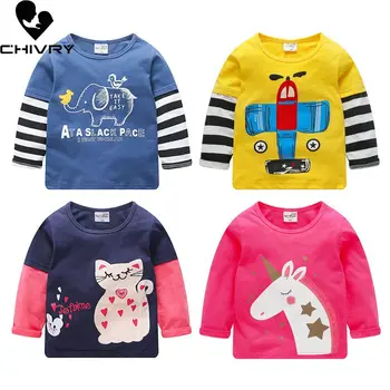 

2020 Spring Autumn Kids Boys T Shirt Unicorn Cartoon Print Long Sleeve O-neck Baby Girls T-shirts Tops Cotton Children T-shirt