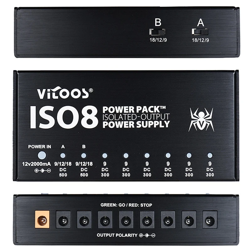 Vitoos Iso8 гитарные интегрированные эффекты компактный размер Электропитание шумоподавление изолированные выходы постоянного тока для 9 V/12 V/18 V Guita