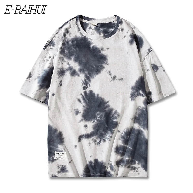 

E-BAIHUI 2020 Men Tie Dye Graphic Tshirts Tops Men's Summer O-Neck Tees T-shirts Male Oversize Harajuku Couple Clothes 5XL