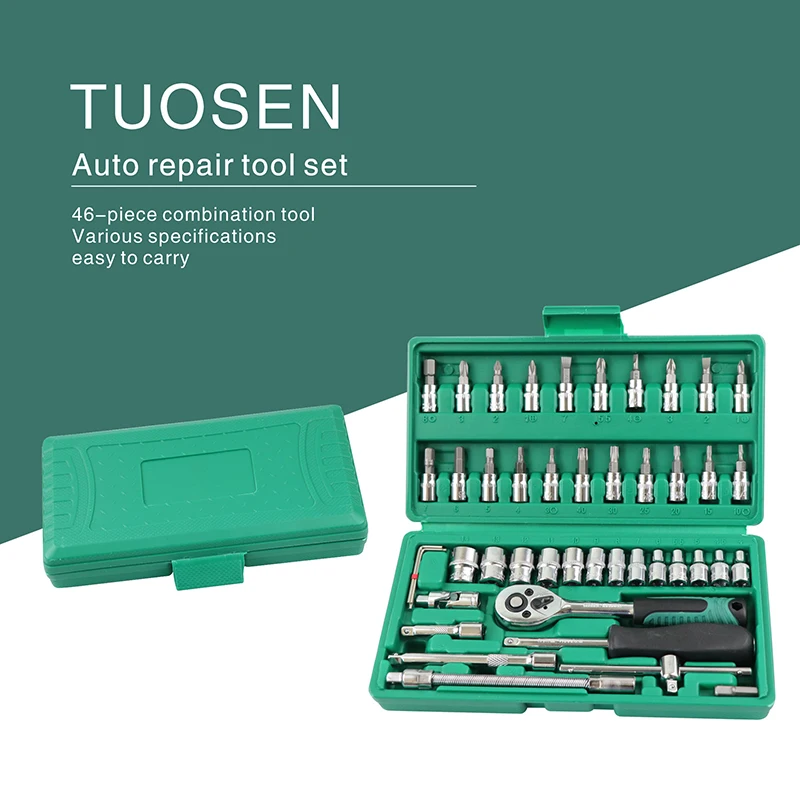 Car Mechanic Hand Tools Repair Tool Set Box Auto Kit Socket Professional Wrench Set With Ratchet Auto Kits Herramientas Sleeve