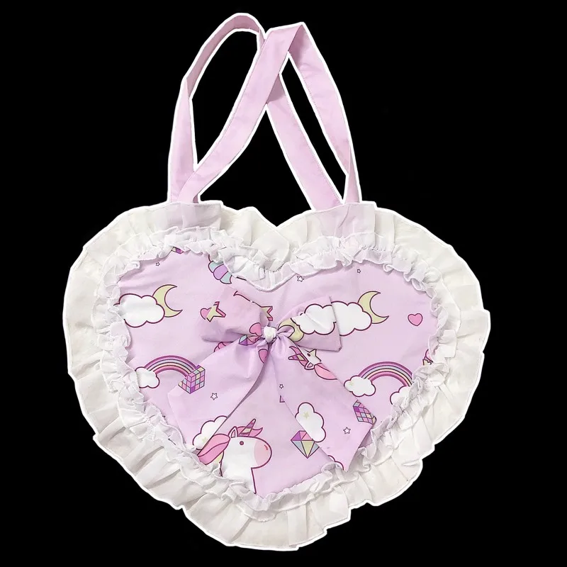 

Heart Tote bag unicorn Handbag Bow Knot lolita kawaii Japan harajuku Shoulder bag