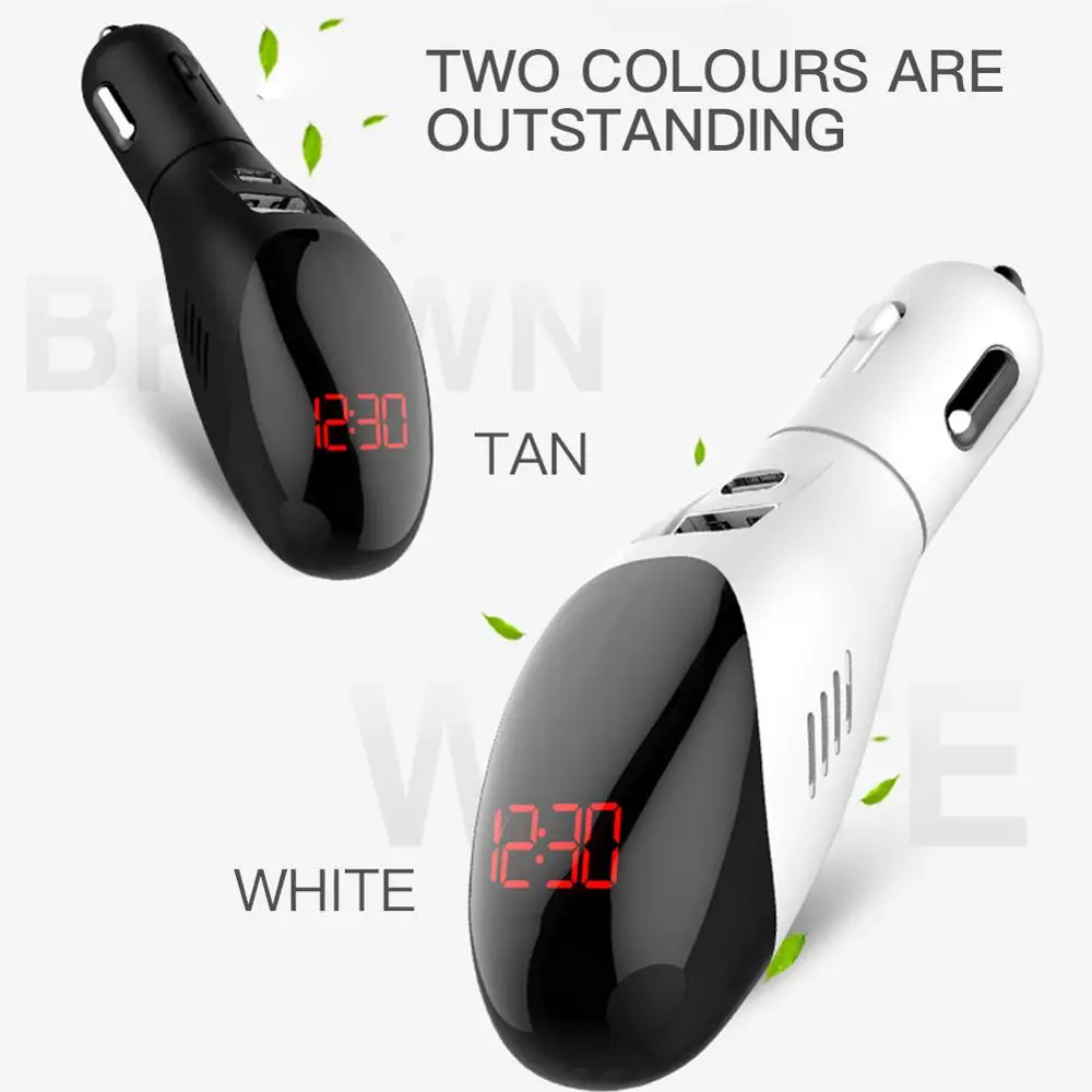 

Streamlined Design Vehicle Air Cleaner Mini Quick Charging Dual-USB Digital Display Purifier Ionic Air Cleaner Wholesale CSV