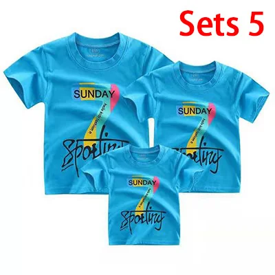 Sets 5 Г. Новая футболка с короткими рукавами для мамы, дочки и папы, Хлопковая женская рубашка одежда для девочек милые Семейные комплекты, рубашка - Цвет: Sets 5
