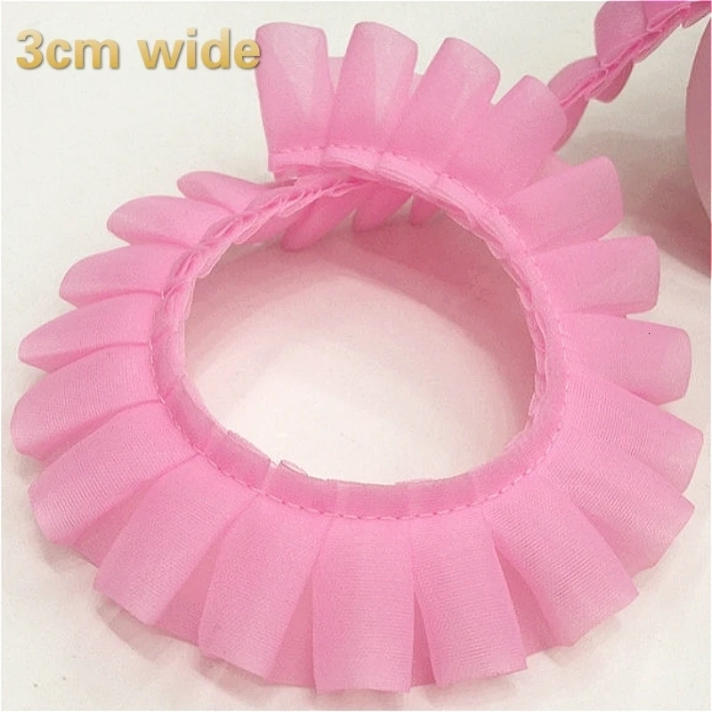 

3cm Wide Glass Mesh Encryption Discount Folds Lace Ribbon DIY Skirt Curtain Sewing Toy Doll Dreamy Wreath Pet Clothes Decoration